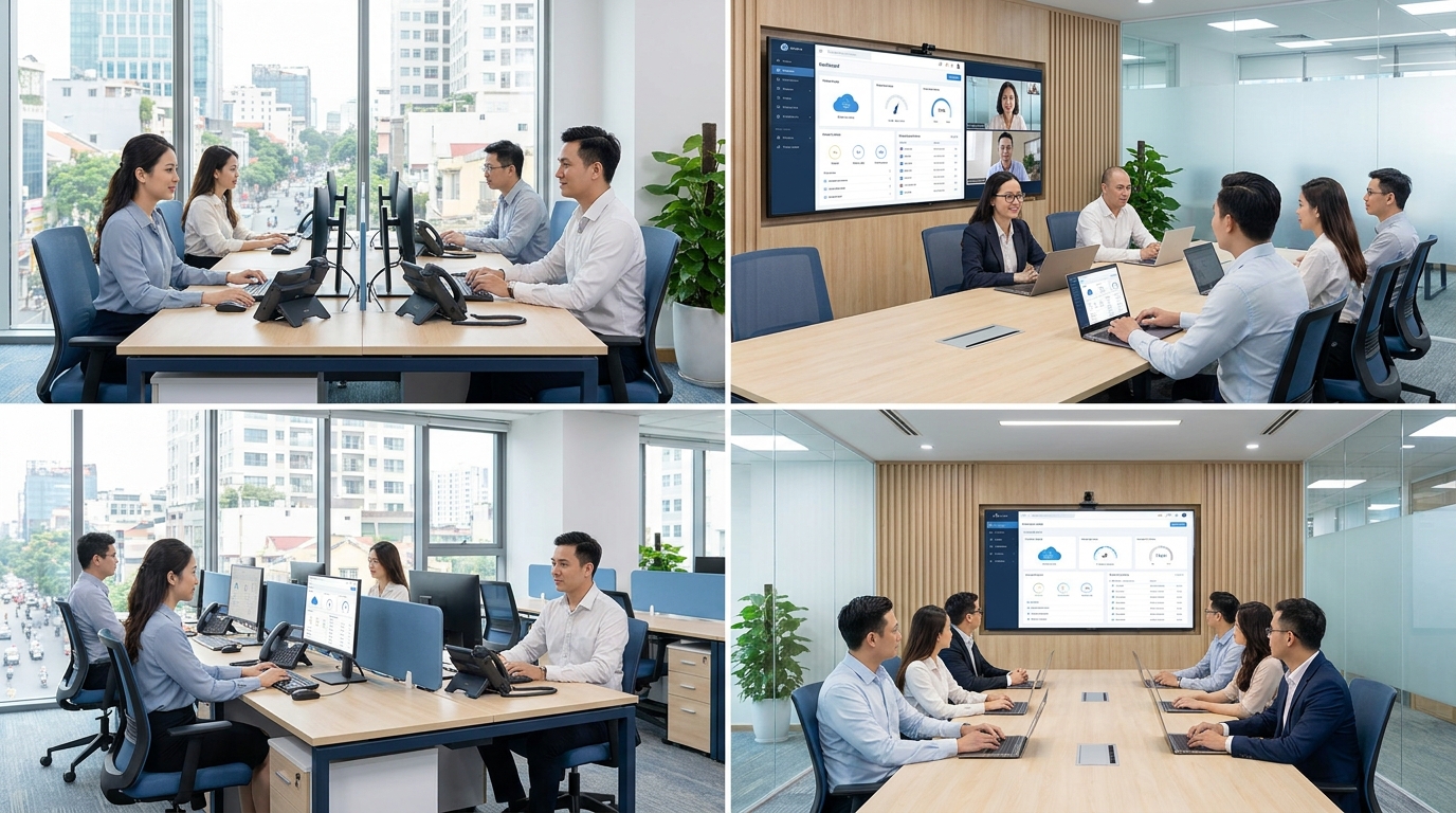 Không gian làm việc doanh nghiệp với giải pháp tổng đài IP